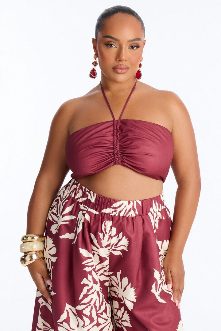 Hibiscus Moon Pant Set - Burgundy