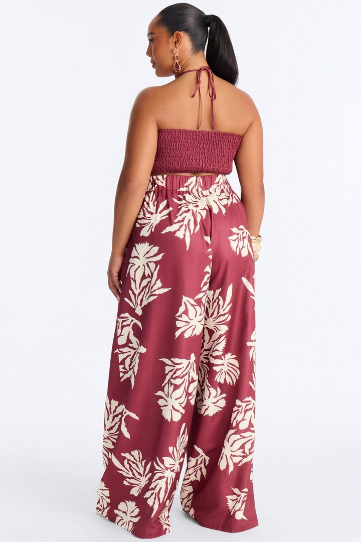 Hibiscus Moon Pant Set - Burgundy