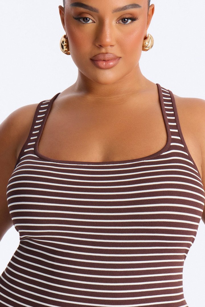 Amelia Striped Maxi Dress - Brown/combo