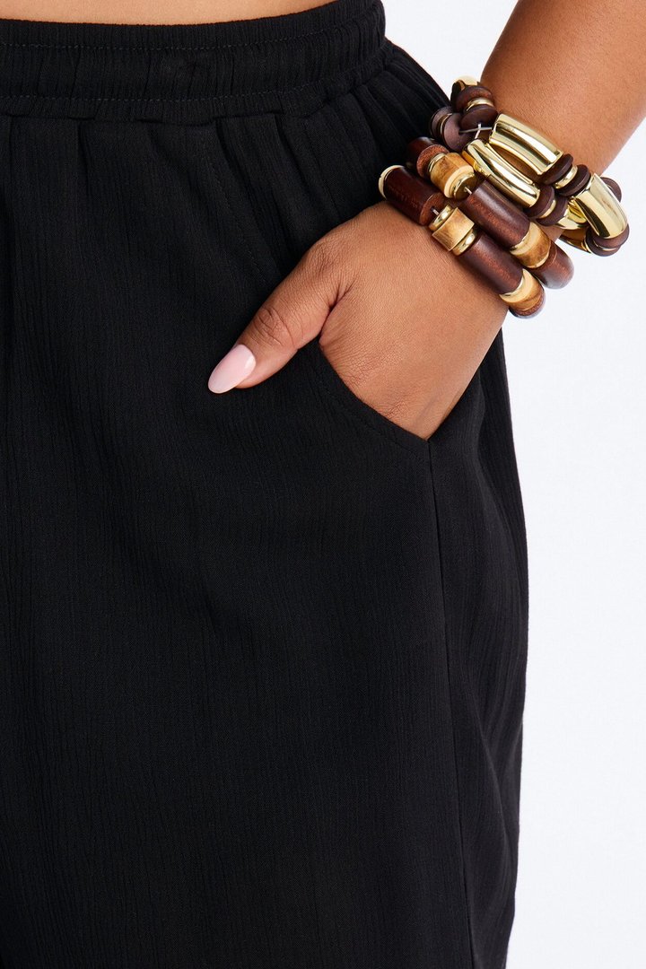 In Cannes For The Summer Wide Leg Gauze Pant - Black