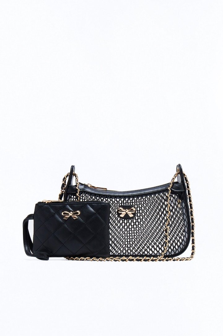 See Right Through Mesh Shoulder Bag - Black