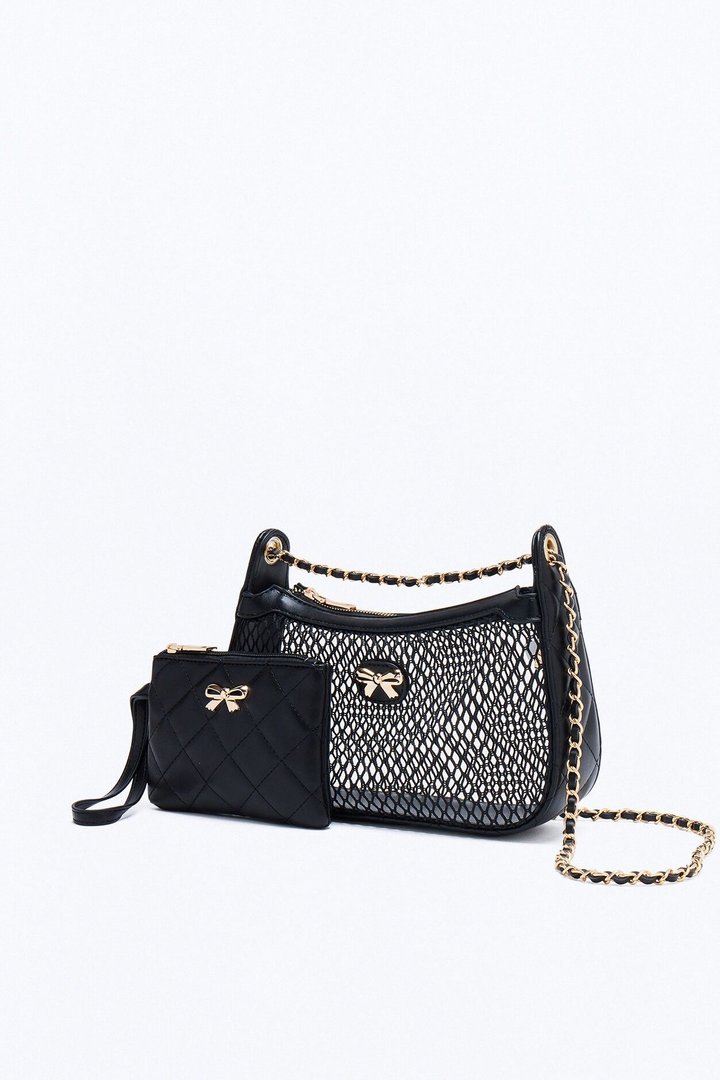 See Right Through Mesh Shoulder Bag - Black