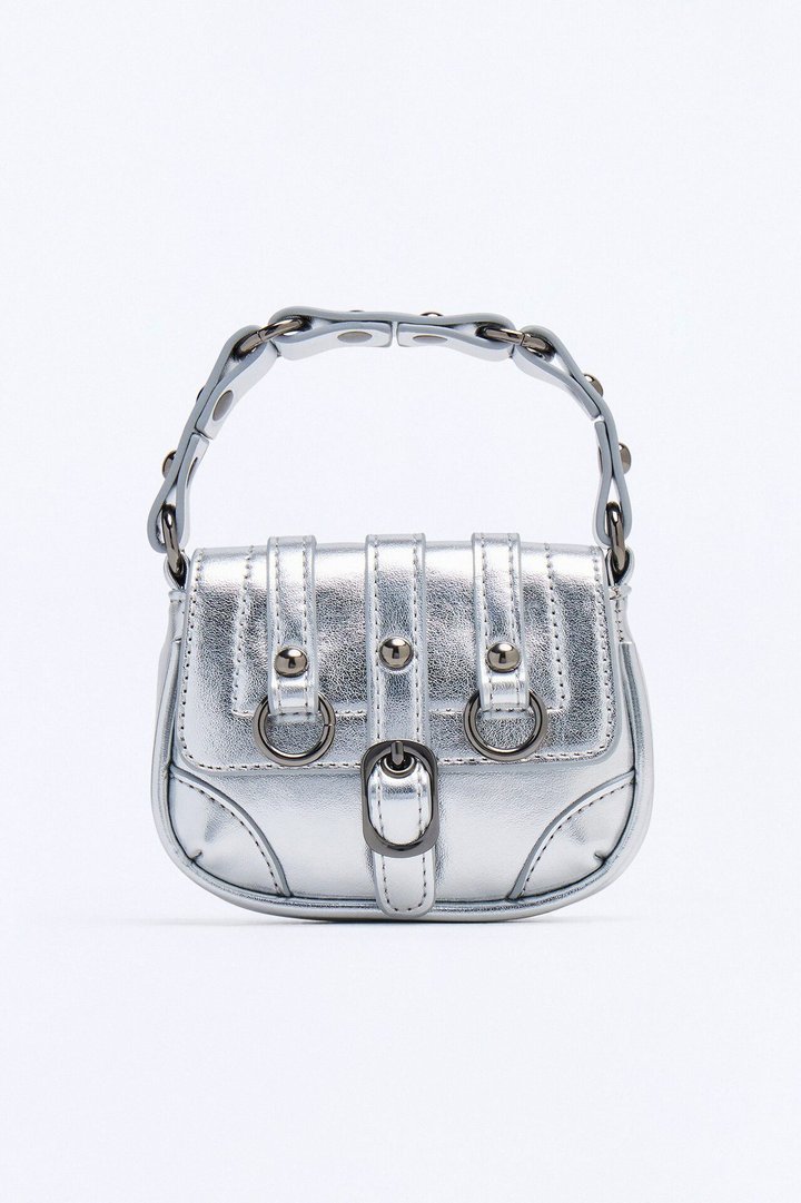 Little Trouble Faux Leather Mini Bag - Silver