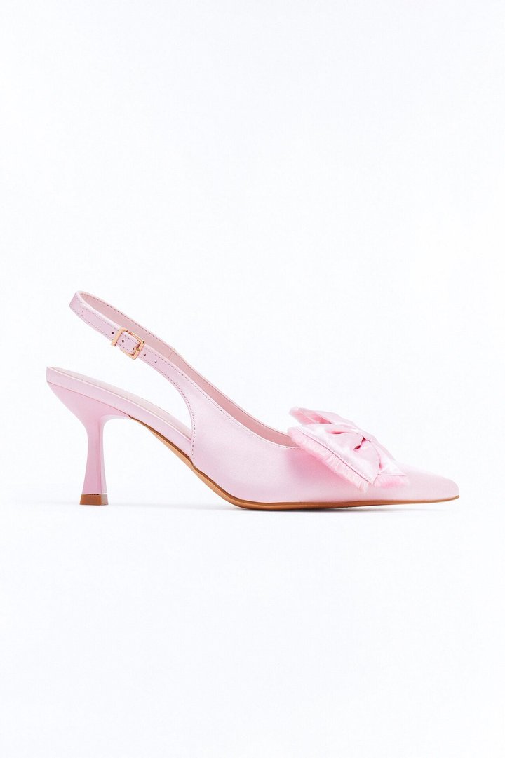 Cia Satin Bow Slingback Pumps - Pink
