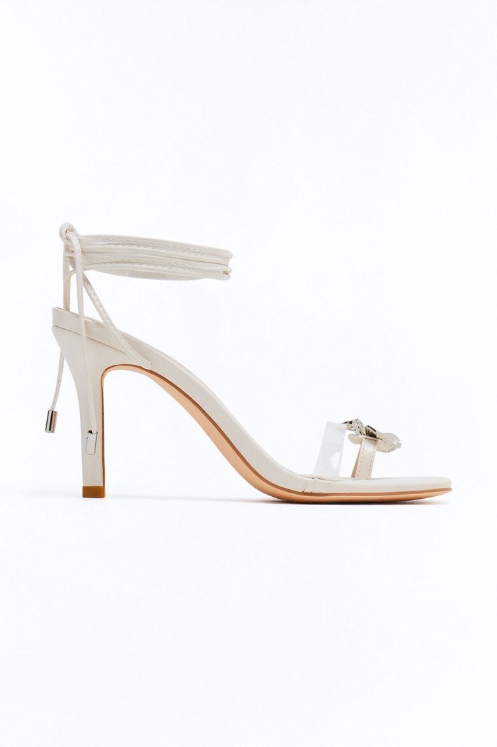 Aubury Hardware Toe Ring Wrap Up Heels - Ivory