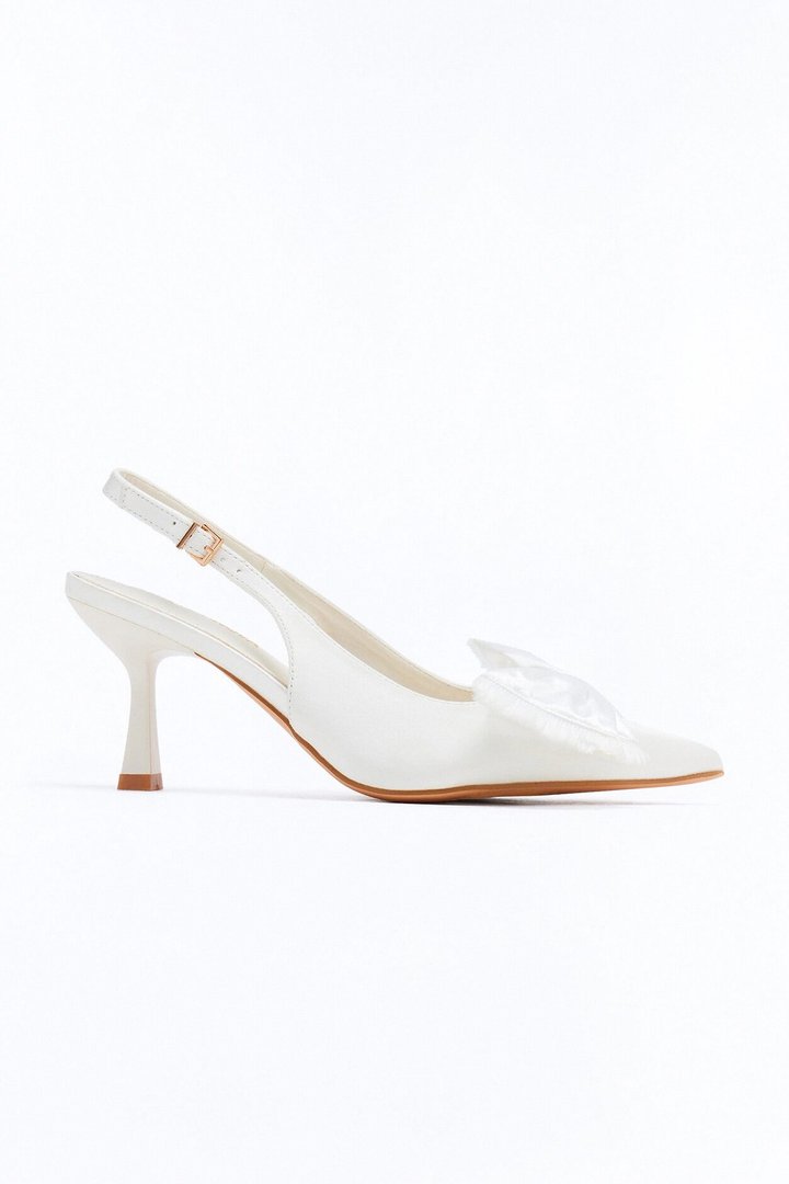 Cia Satin Bow Slingback Pumps - White