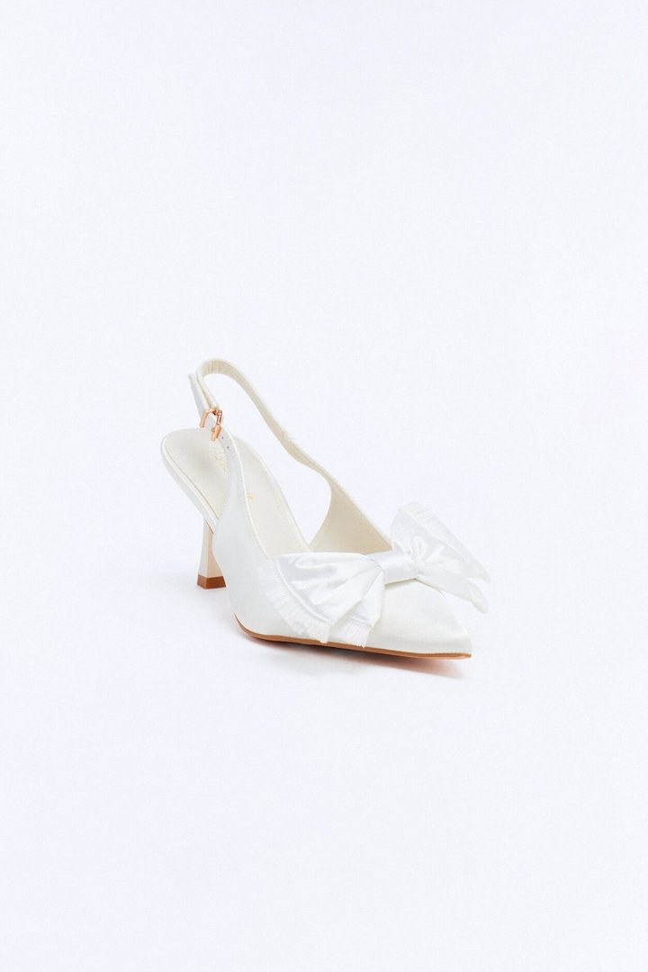Cia Satin Bow Slingback Pumps - White