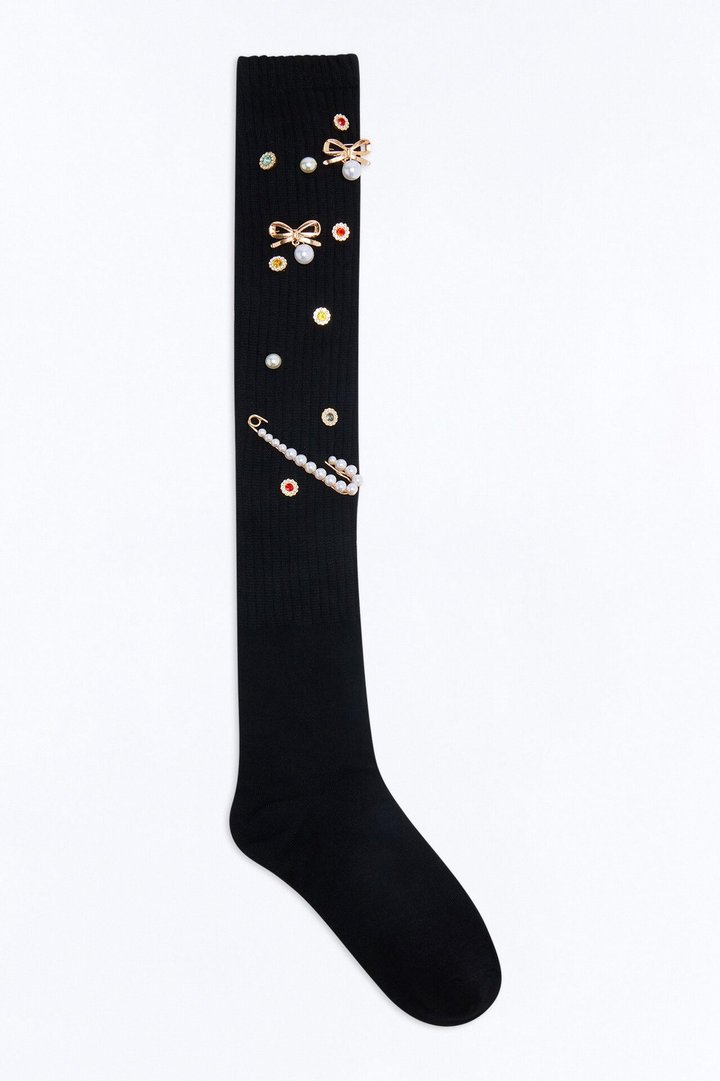 All Of Her Charm Slouchy Socks - Black