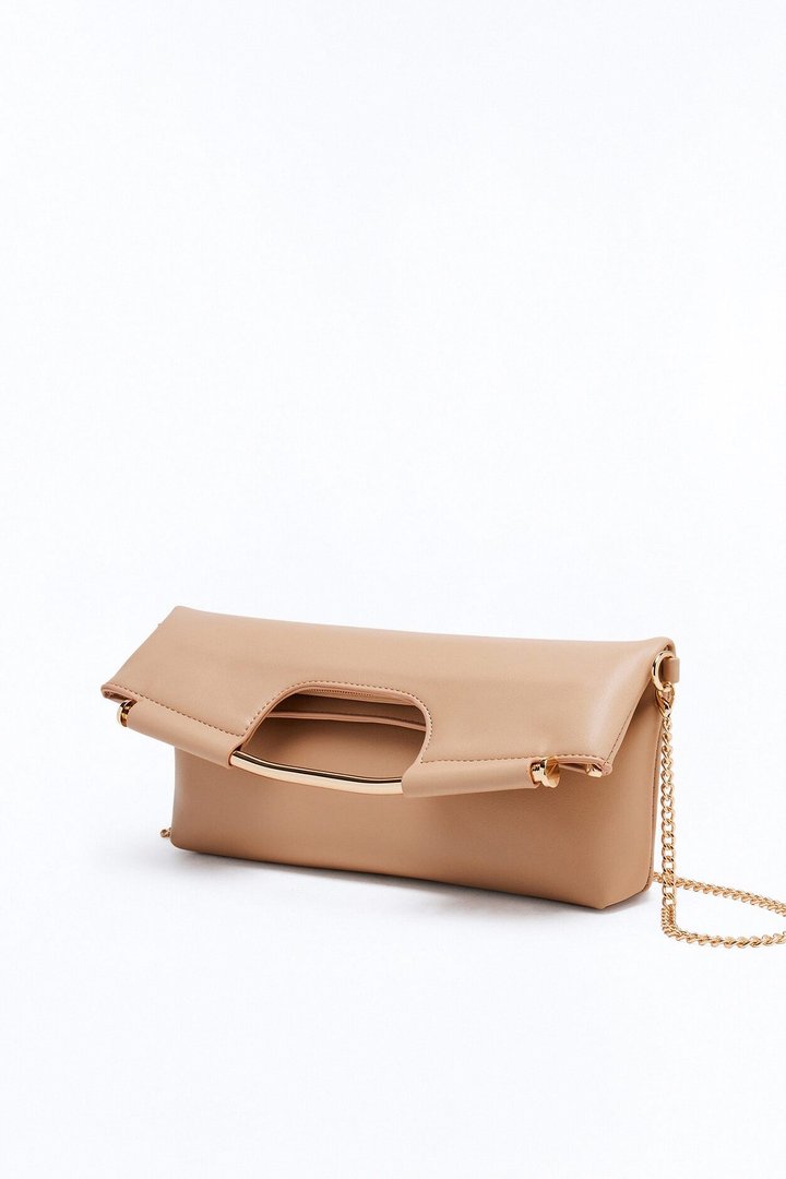 Lights Out Faux Leather Clutch - Nude