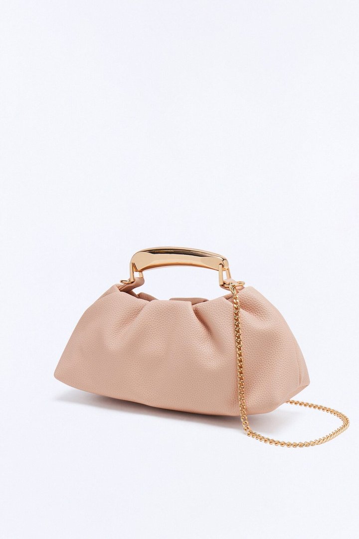 All Eyes On Faux Leather Satchel Bag - Nude