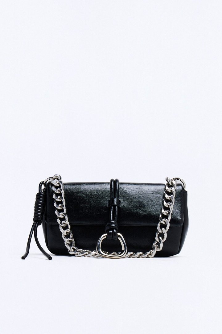 After Midnight Faux Leather Shoulder Bag - Black