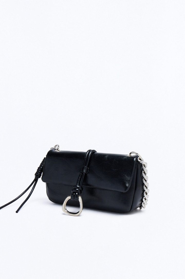 After Midnight Faux Leather Shoulder Bag - Black