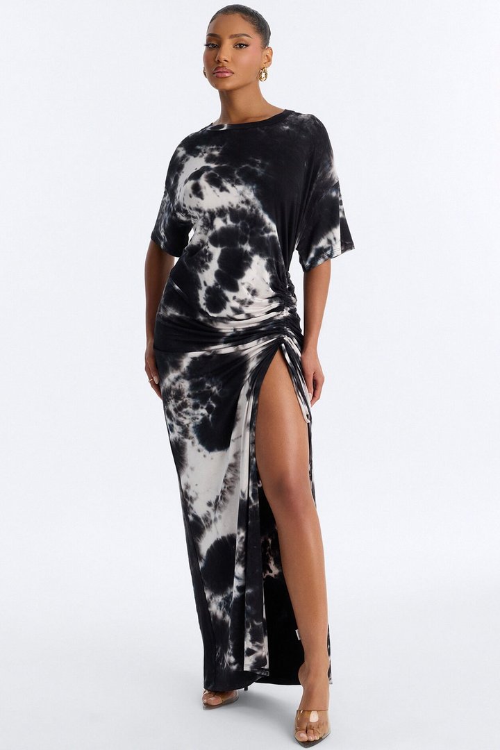 Tatum Tie Dye Maxi Dress - Black/combo