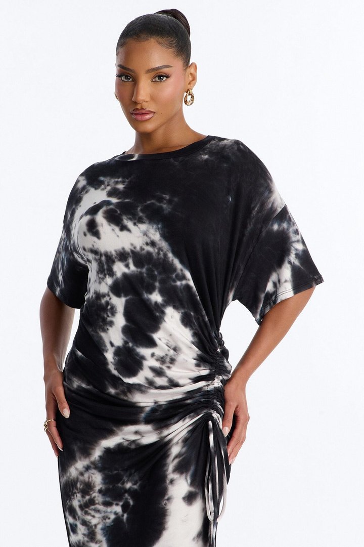Tatum Tie Dye Maxi Dress - Black/combo