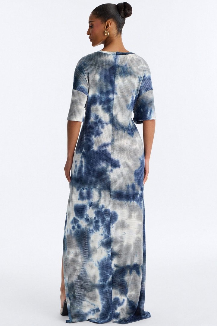 Hadley Waffle Knit Maxi Dress - Blue/combo