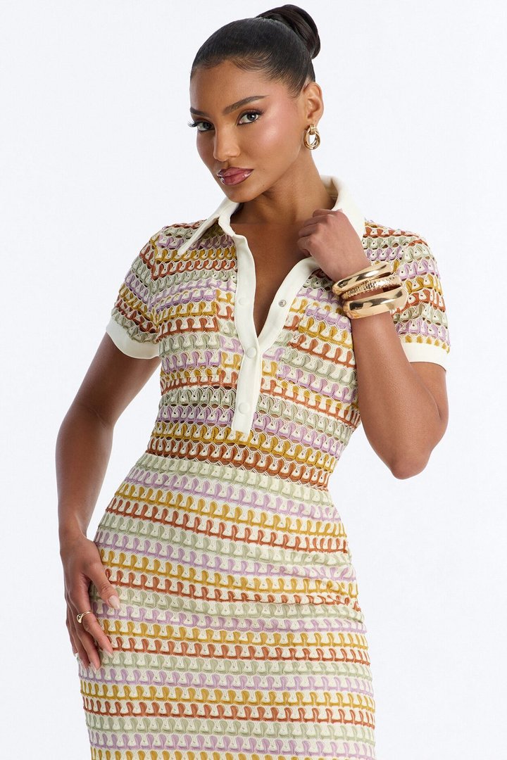By The Palms Crochet Maxi Dress - Mustard/combo