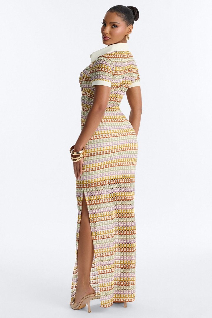 By The Palms Crochet Maxi Dress - Mustard/combo
