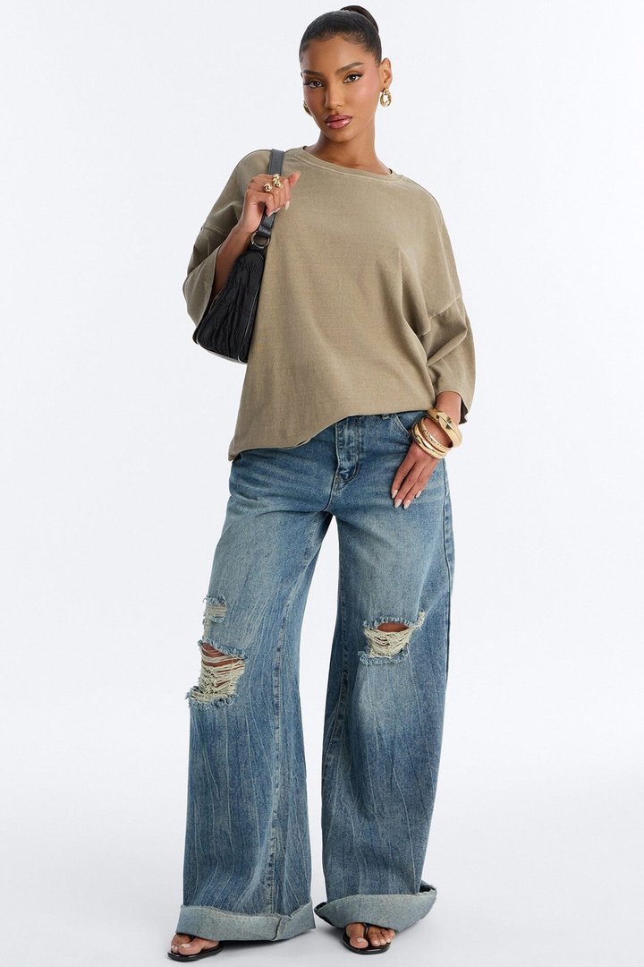 London Washed Oversized Short Sleeve T-Shirt - Mocha