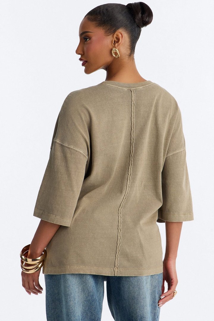 London Washed Oversized Short Sleeve T-Shirt - Mocha