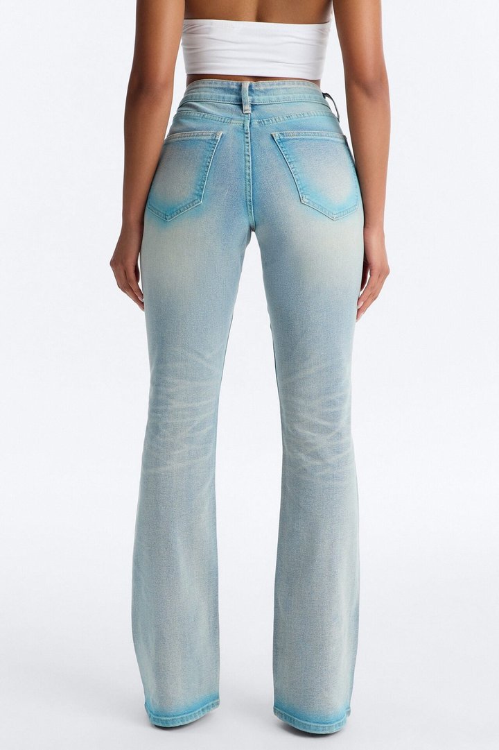 Summer Love Embellished Flare Jeans - Blue