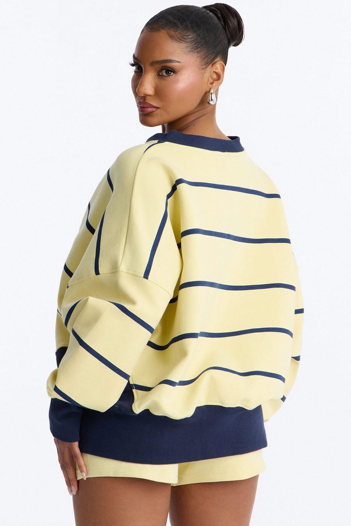Ellie Striped Fold Over Micro Short Set - Yellow