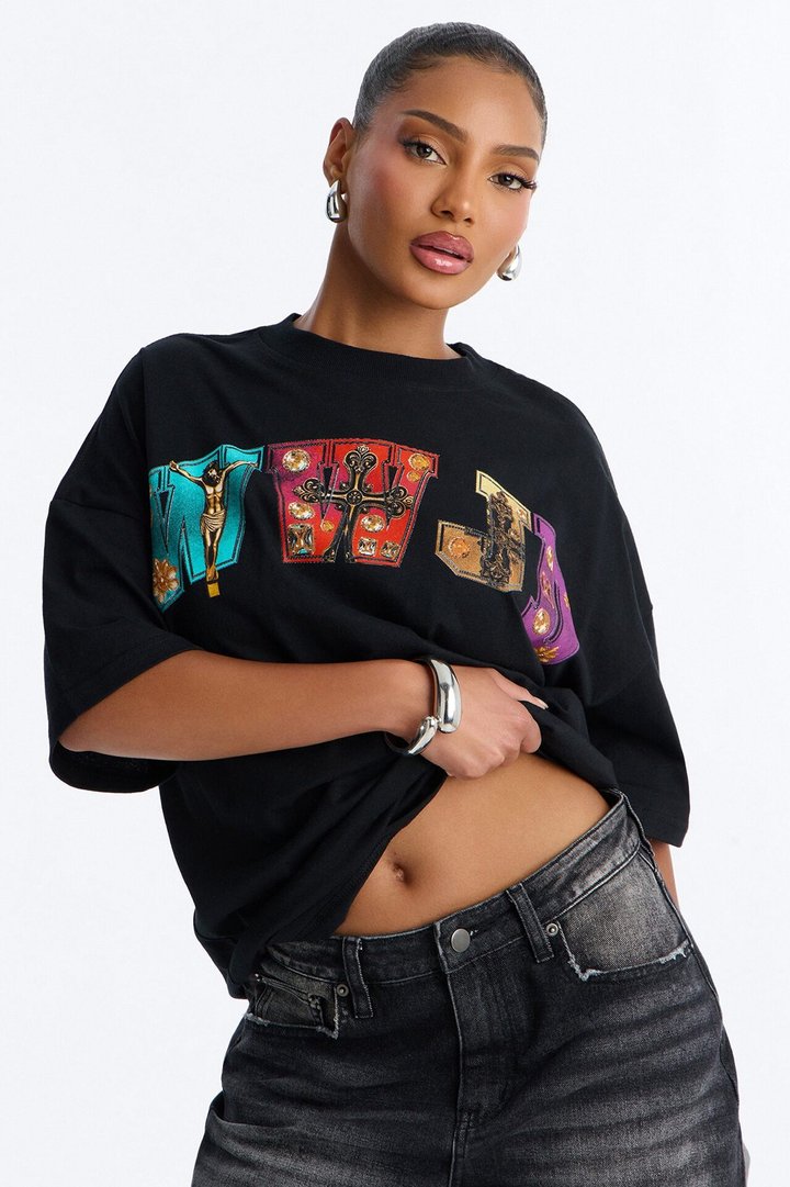WWJD Oversized Tee - Black