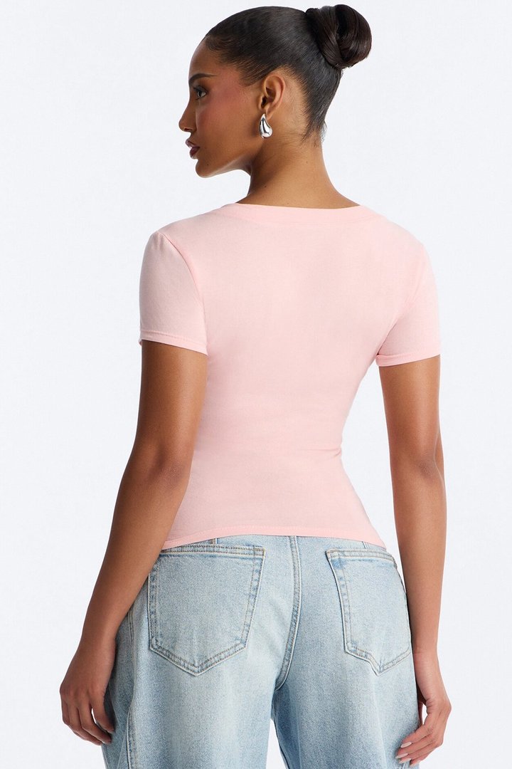 Ashley V-Neck Top - Light Pink