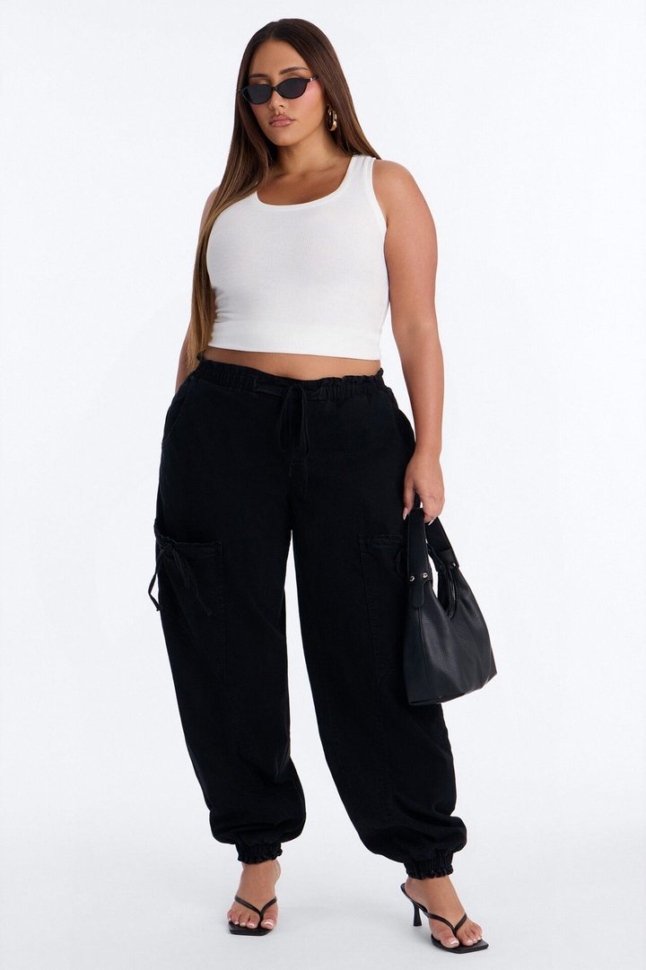 Sunbound Tie Waist Stretch Denim Joggers - Black