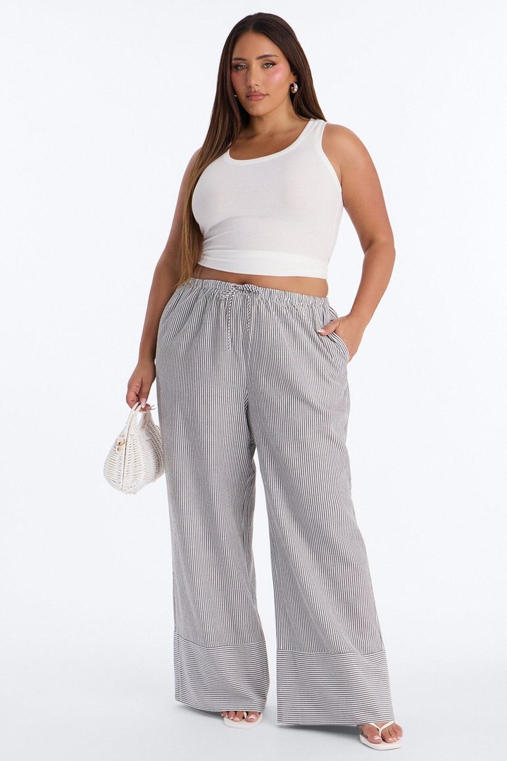 Suddenly I See Wide Leg Striped Pant - Black/White