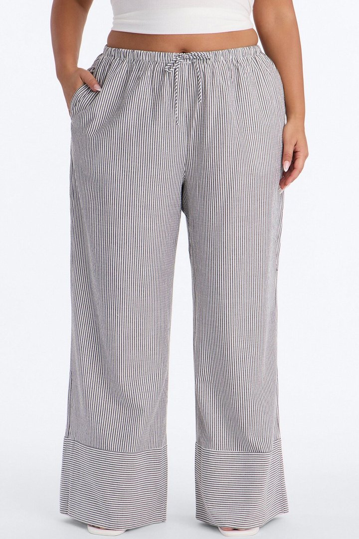 Suddenly I See Wide Leg Striped Pant - Black/White