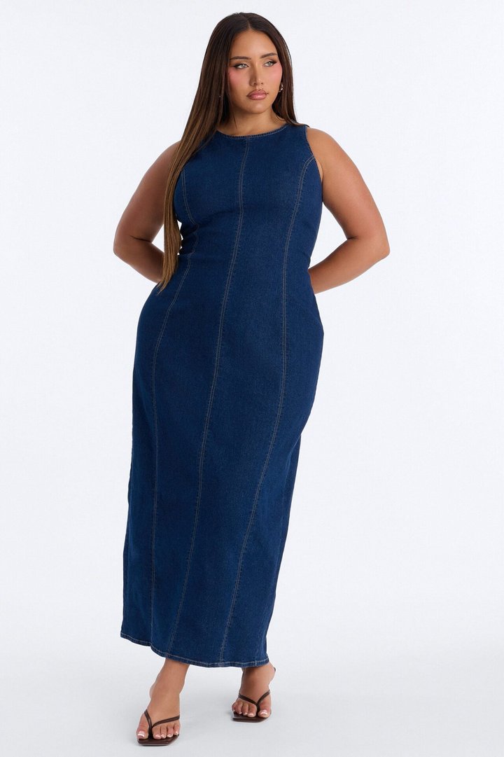 Countryside Denim Maxi Dress - Dark Wash