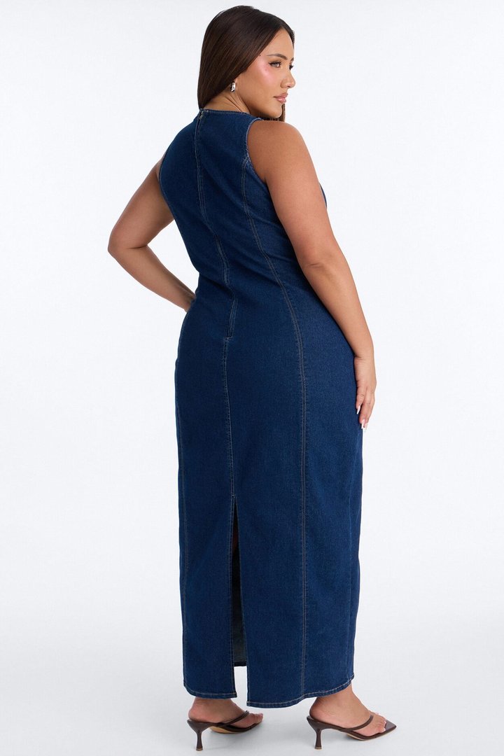 Countryside Denim Maxi Dress - Dark Wash