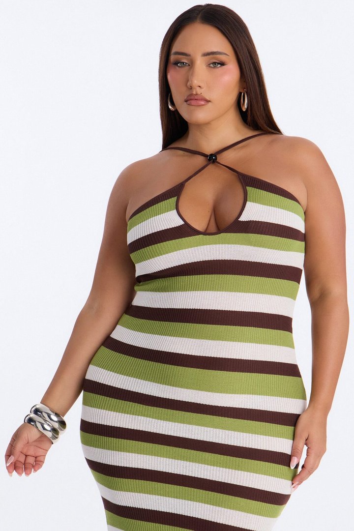 Rachelle Backless Crochet Maxi Dress - Green/combo