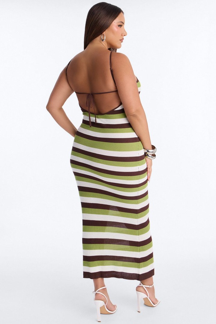 Rachelle Backless Crochet Maxi Dress - Green/combo
