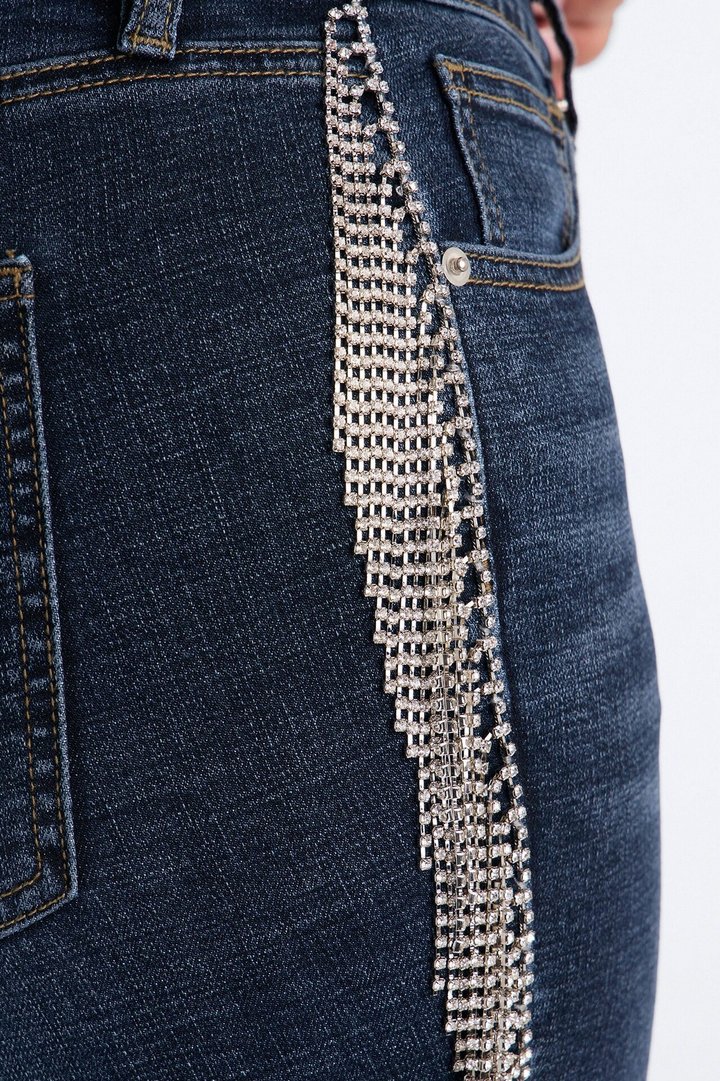 Cosmic Cowgirl Rhinestone Fringe Bootcut Jeans - Dark Wash