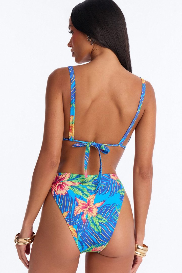 Stay Salty Floral Studded 2 Piece Bikini - Blue/combo