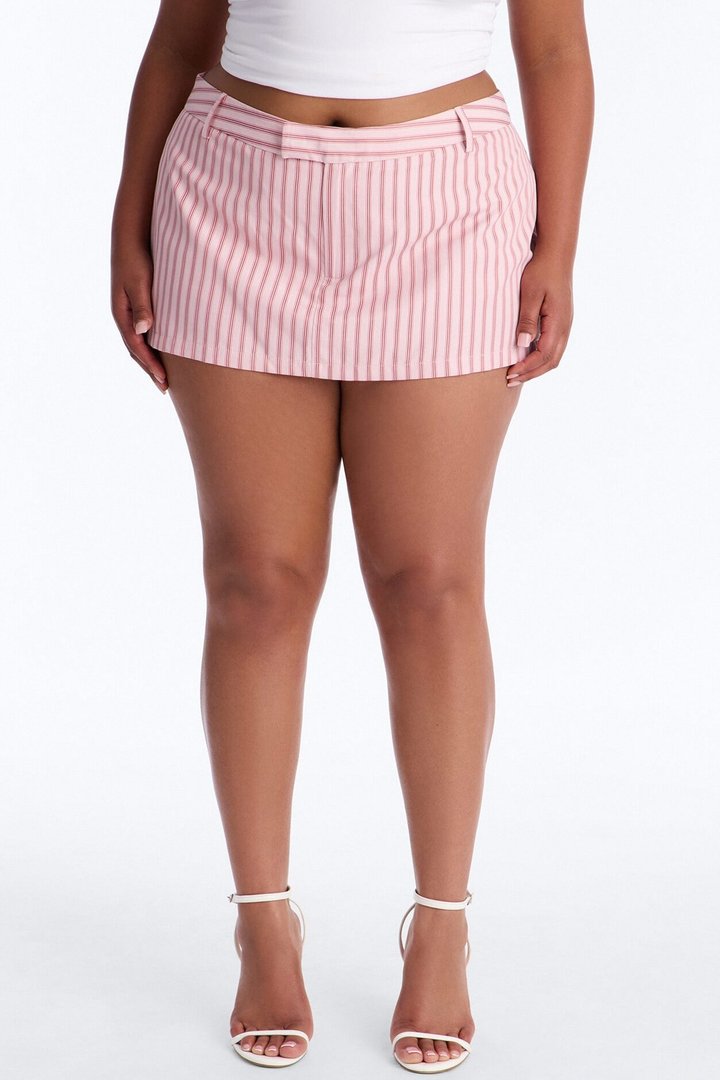 Tillie Striped Low Rise Micro Mini Skort - Pink/combo
