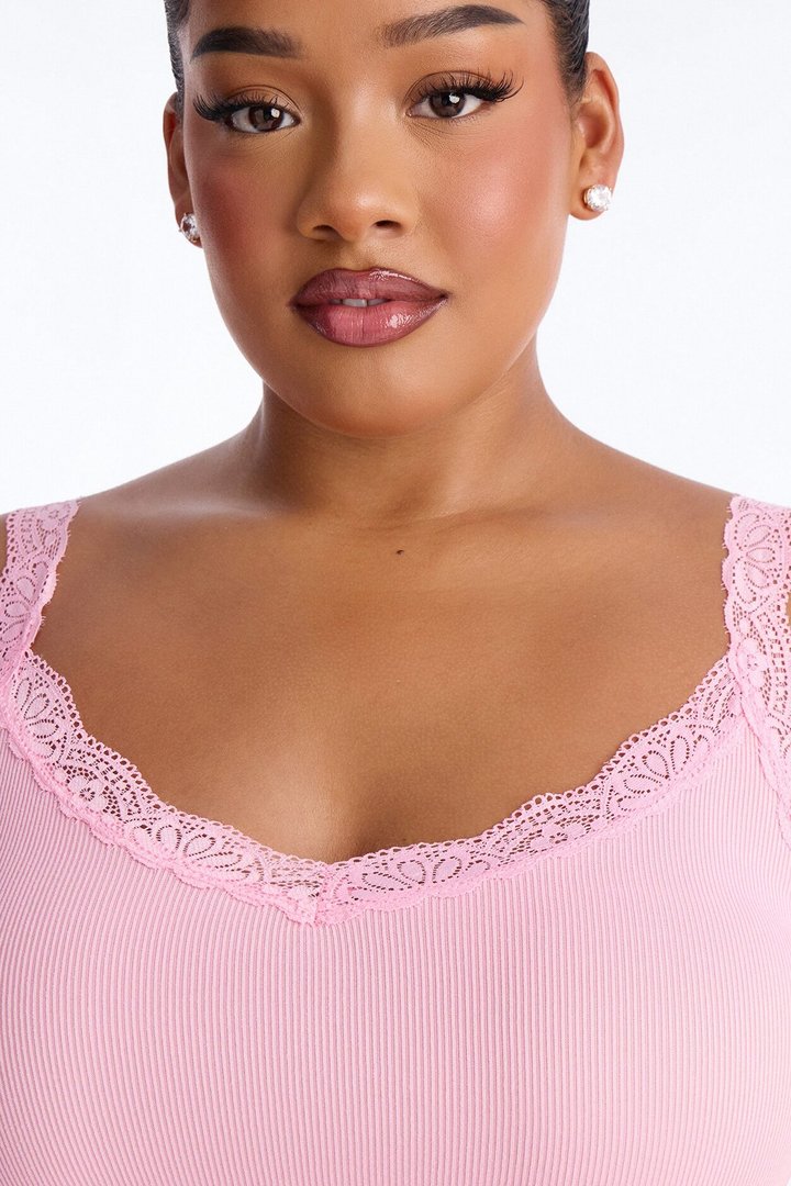 Sleep Late Ribbed PJ Pant Set - Pink
