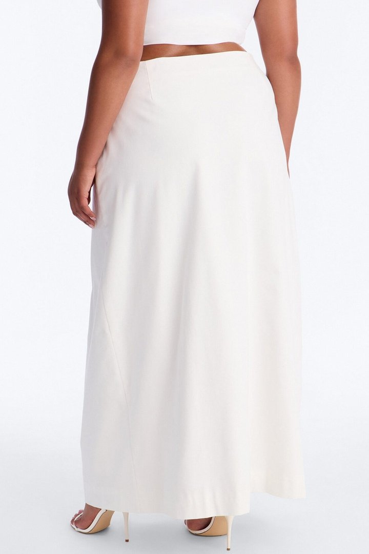 Lucy Linen Button Up Maxi Skirt - White