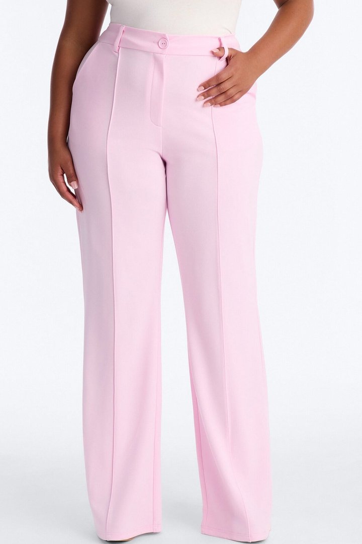 Heidi Wide Leg Trouser Pant - Light Pink