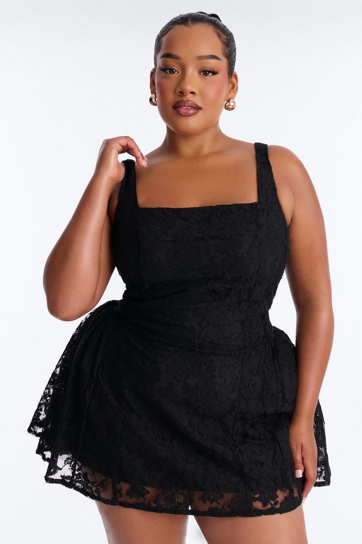 Little Miss Perfect Lace Micro Mini Dress - Black