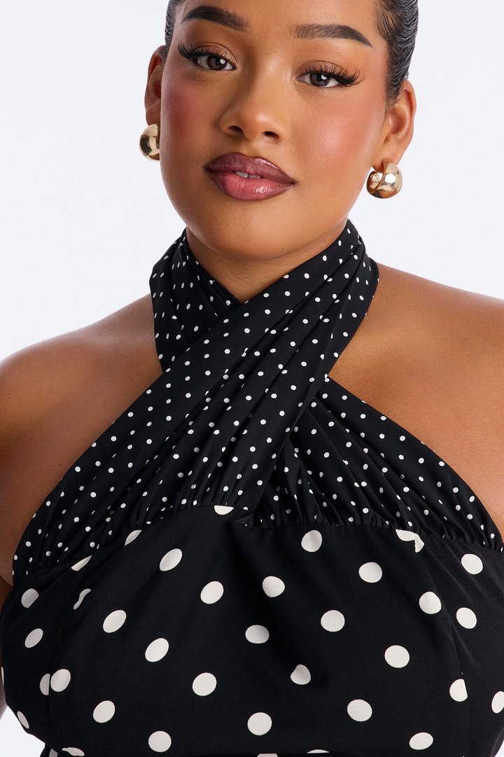 Always On Polka Dot Mini Dress - Black/White