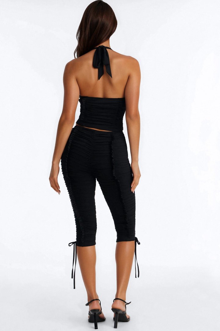 Laced With Love Mesh Capri Set - Black