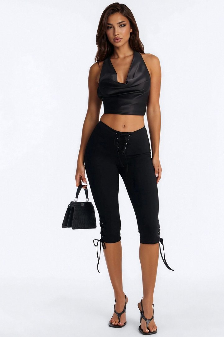 Inara Mid Rise Skinny Capri Pant - Black