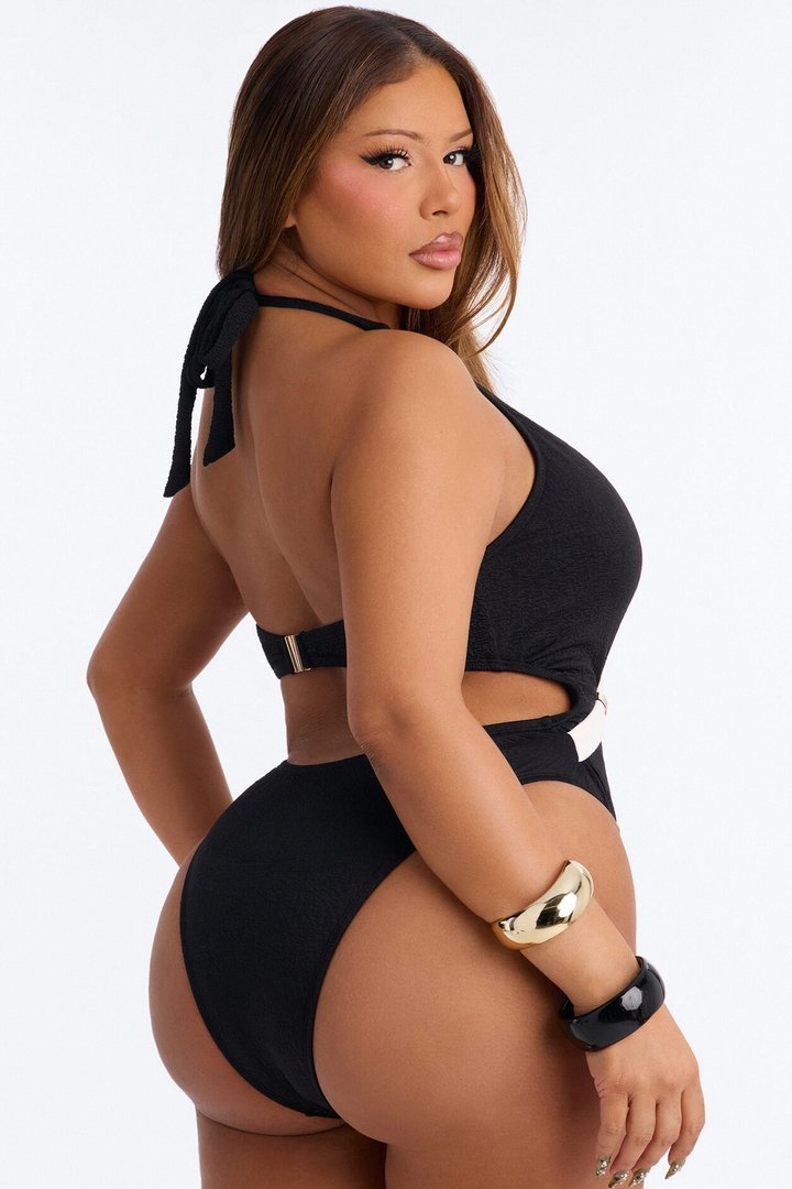 Make Up Your Mind 1 Piece Swimsuit - Black/White