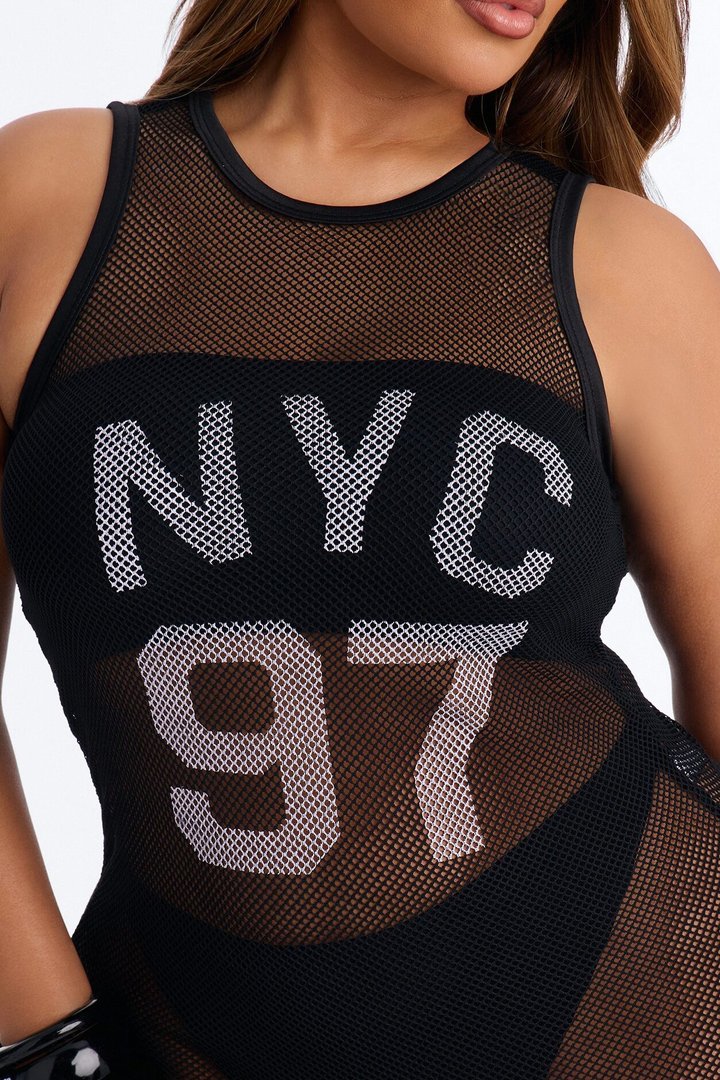 Poolside Chilling Fishnet Cover Up Dress - Black