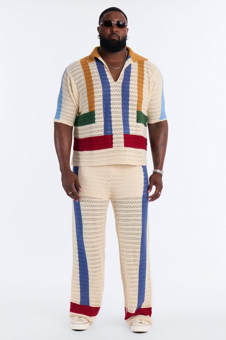La Playa Crochet Mondrian Johnny Collar Polo - Multi Color