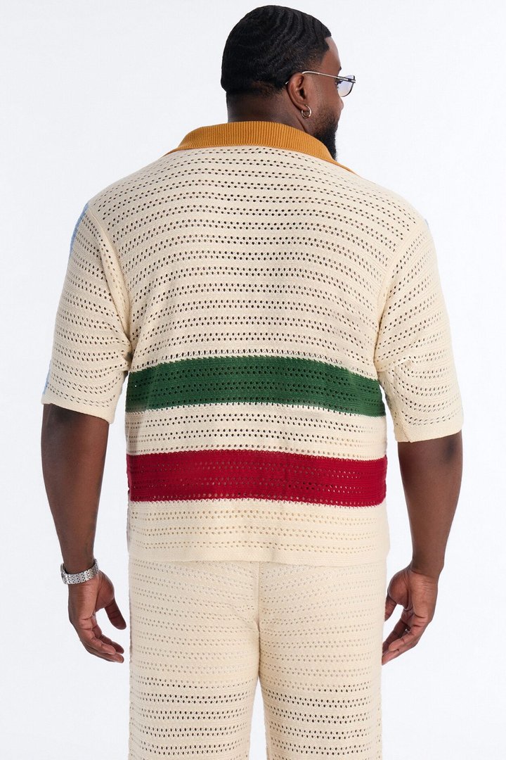 La Playa Crochet Mondrian Johnny Collar Polo - Multi Color