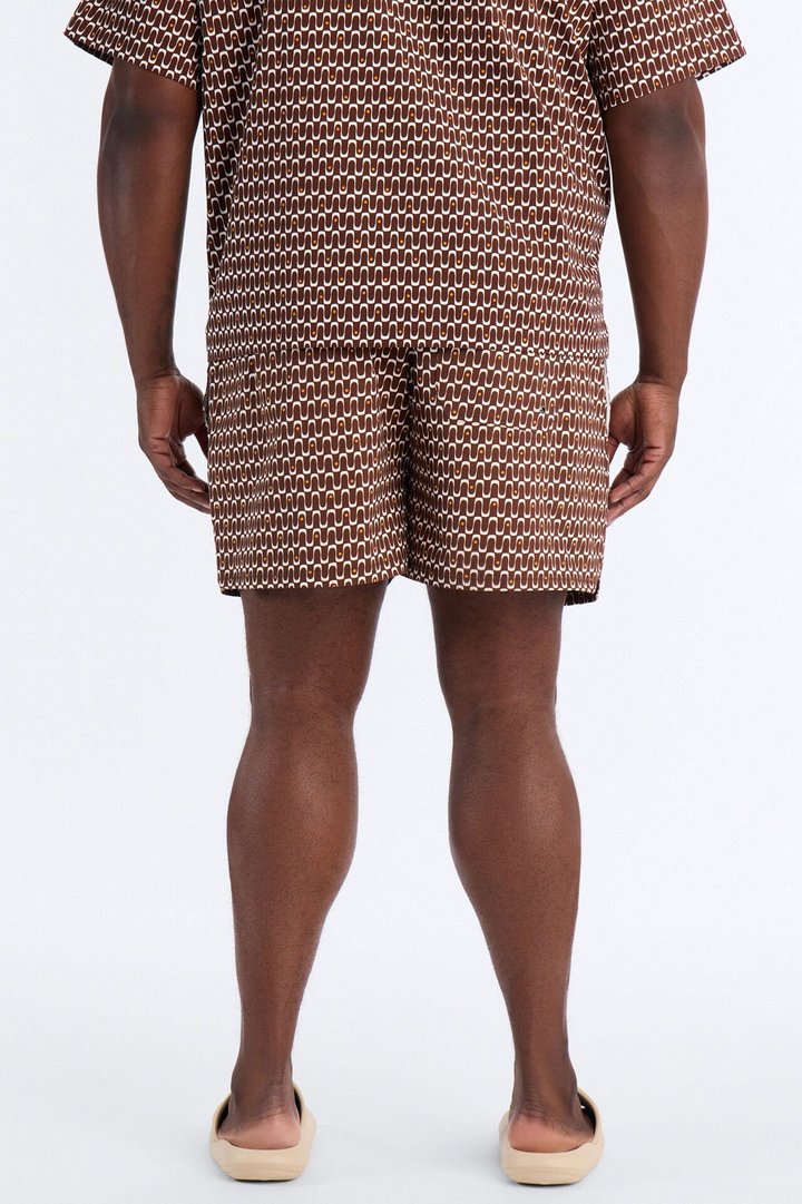 Disco Plunge Geometric Swim Trunk 4″ - Off White/combo