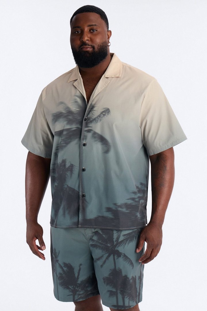 Relaxed Moab Breeze Cuban Collar Button Up Shirt - Taupe